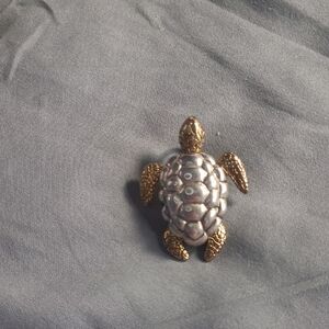 Silver and GoldToned Turtle Reptile Pendant